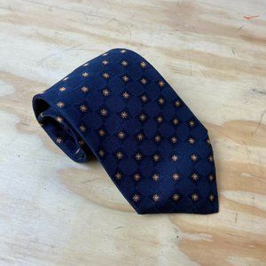 LTDesigns Vintage Silk Star Pattern Navy Necktie